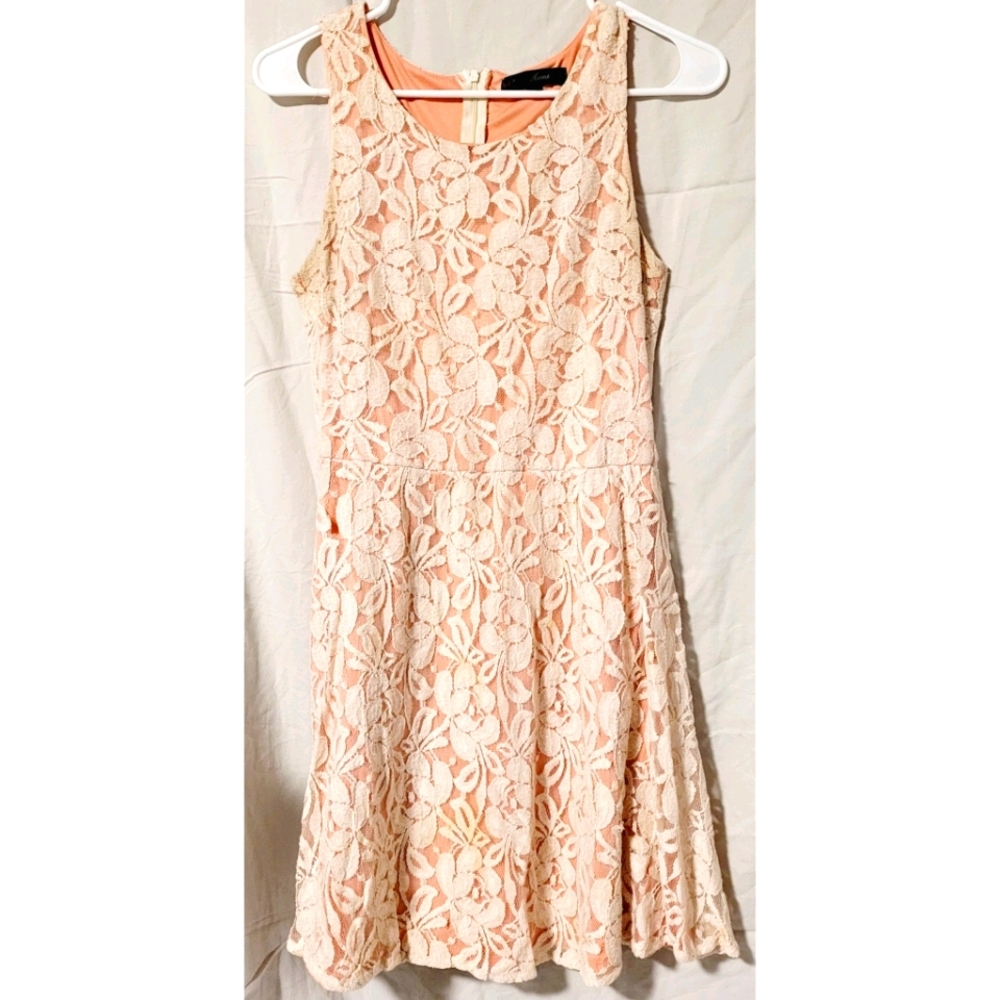 Coral + White Lace Sundress - fit & flare